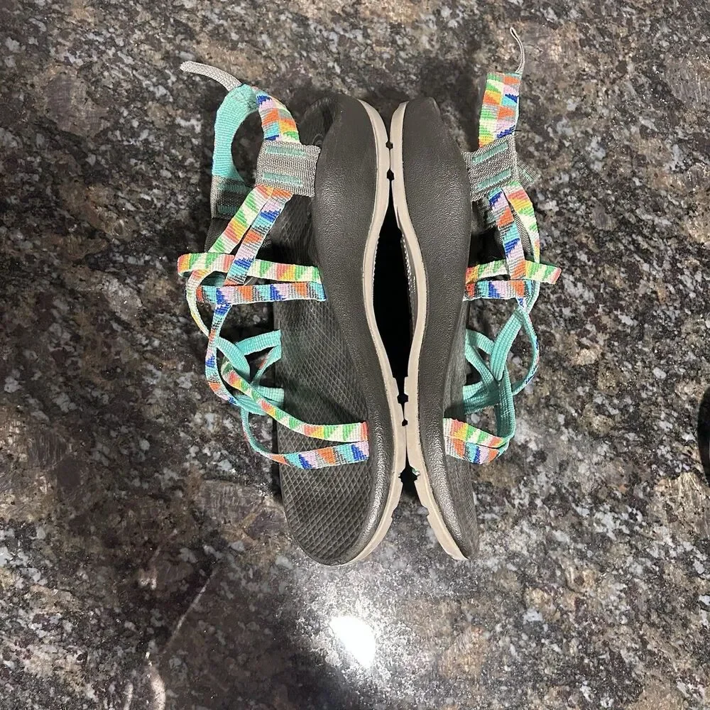 Chaco ZX1 Kid's Ecotread Outdoor Strappy Sandals Camper Colorful Turqouse Size 5